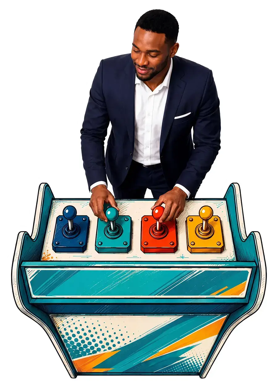 Business illustration — man with control