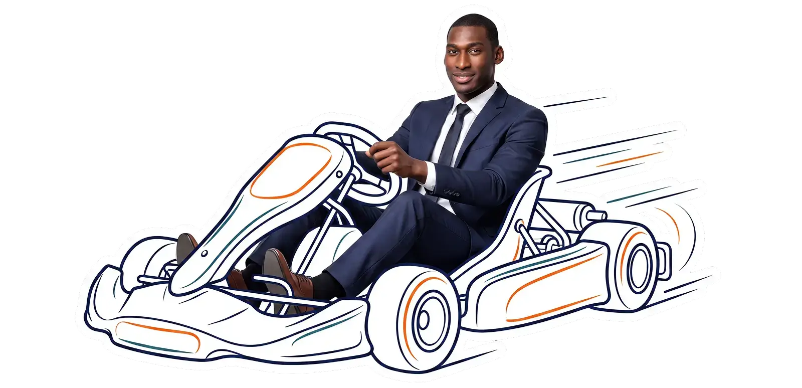 Business illustration — man beside monitor